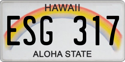 HI license plate ESG317