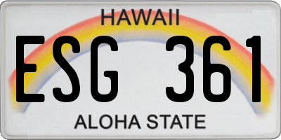 HI license plate ESG361