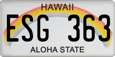 HI license plate ESG363