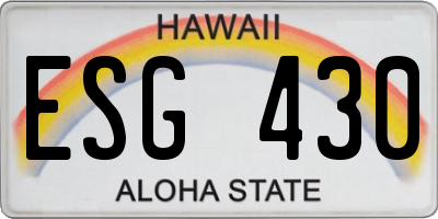 HI license plate ESG430