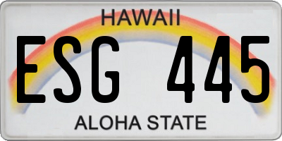 HI license plate ESG445