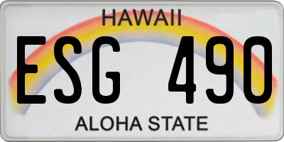 HI license plate ESG490