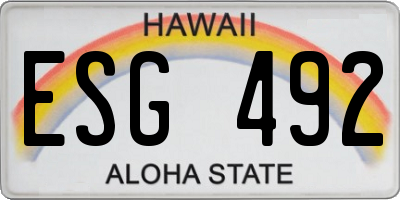 HI license plate ESG492