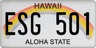 HI license plate ESG501