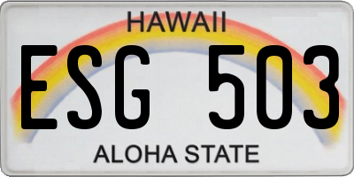 HI license plate ESG503