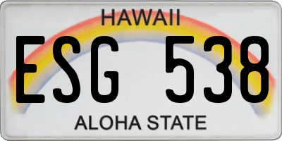 HI license plate ESG538