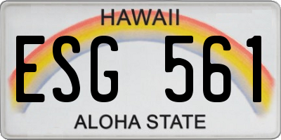 HI license plate ESG561