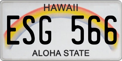 HI license plate ESG566