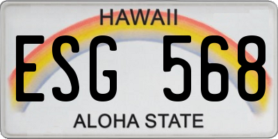 HI license plate ESG568