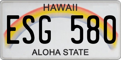 HI license plate ESG580