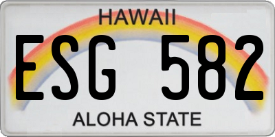 HI license plate ESG582