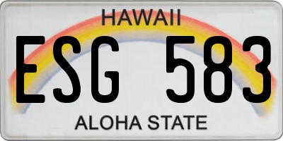HI license plate ESG583