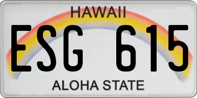 HI license plate ESG615