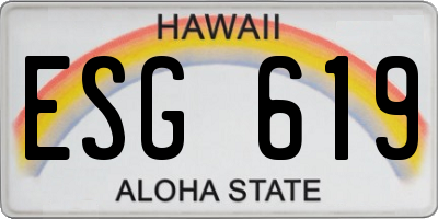 HI license plate ESG619