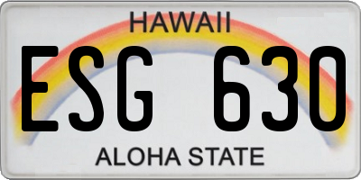 HI license plate ESG630