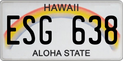 HI license plate ESG638