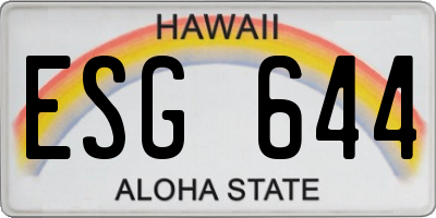 HI license plate ESG644