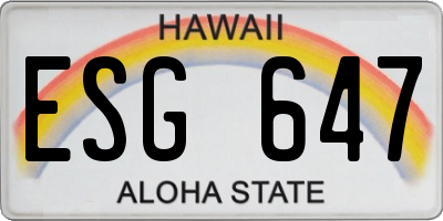 HI license plate ESG647