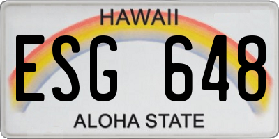 HI license plate ESG648