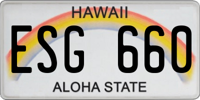 HI license plate ESG660