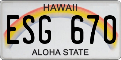 HI license plate ESG670