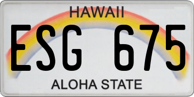 HI license plate ESG675