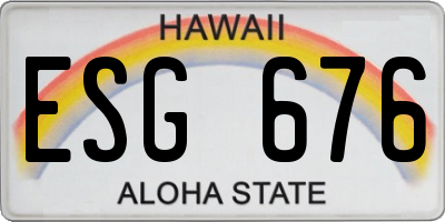 HI license plate ESG676