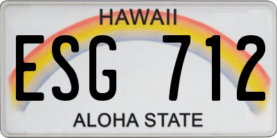 HI license plate ESG712
