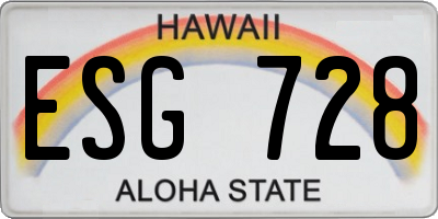 HI license plate ESG728