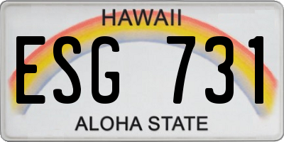HI license plate ESG731