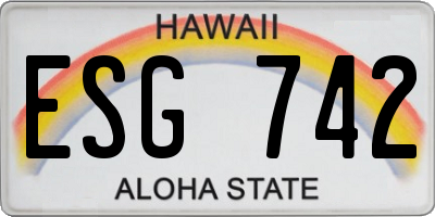HI license plate ESG742