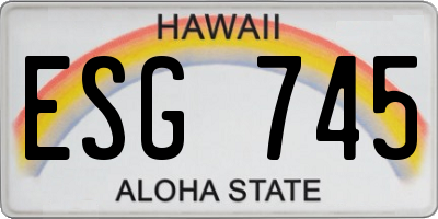 HI license plate ESG745