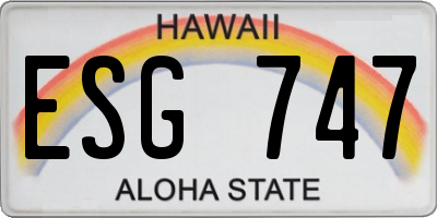 HI license plate ESG747