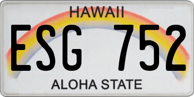 HI license plate ESG752