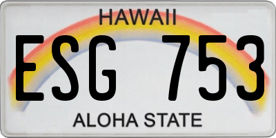 HI license plate ESG753