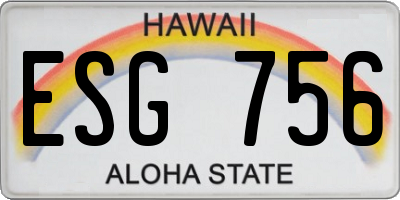 HI license plate ESG756