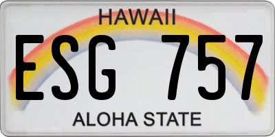 HI license plate ESG757