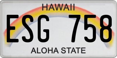 HI license plate ESG758