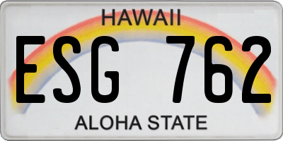 HI license plate ESG762