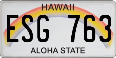 HI license plate ESG763