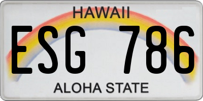 HI license plate ESG786