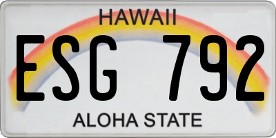 HI license plate ESG792