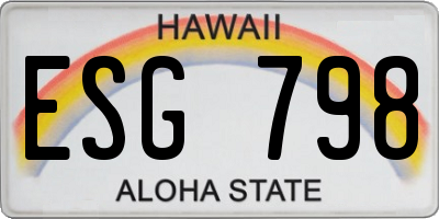 HI license plate ESG798