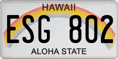 HI license plate ESG802