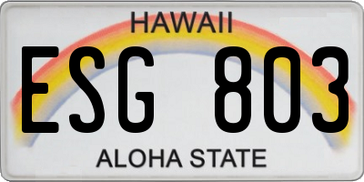HI license plate ESG803