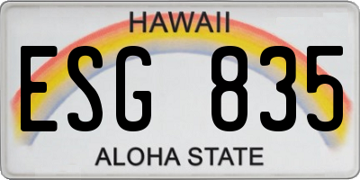 HI license plate ESG835