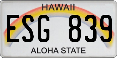 HI license plate ESG839