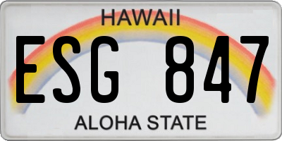 HI license plate ESG847