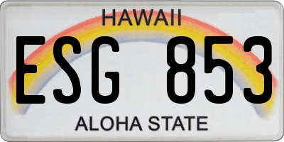 HI license plate ESG853