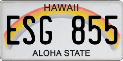 HI license plate ESG855